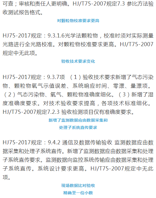 煙氣（so2，nox，顆粒物）排放連續(xù)監(jiān)測技術規(guī)范 HJ75-2017與HJ/T75-2007標準究竟有何不同